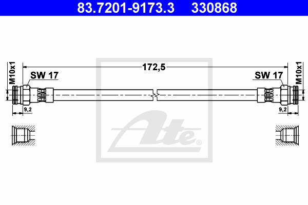 ATE 83.7201-9173.3 Flessibile del freno-Flessibile del freno-Ricambi Euro