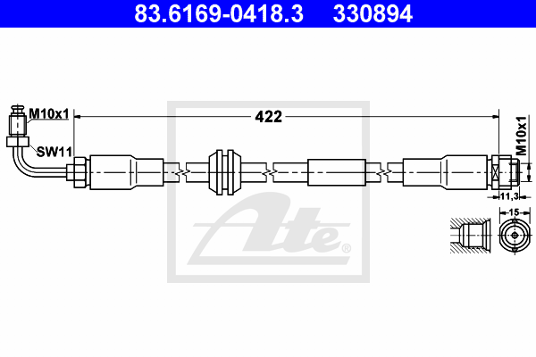 ATE 83.6169-0418.3 Flessibile del freno