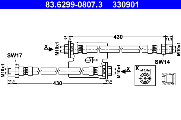 ATE 83.6299-0807.3 Bremsschlauch