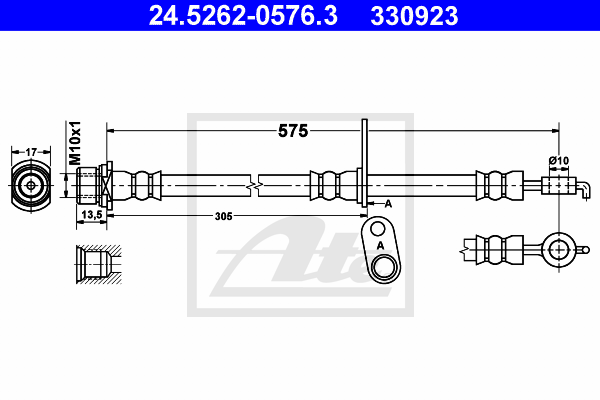 ATE 24.5262-0576.3 Flessibile del freno-Flessibile del freno-Ricambi Euro