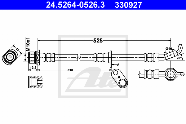 ATE 24.5264-0526.3 Flessibile del freno