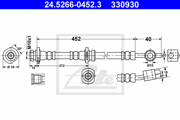 ATE 24.5266-0452.3 Flessibile del freno-Flessibile del freno-Ricambi Euro