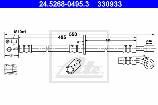 ATE 24.5268-0495.3 Flessibile del freno-Flessibile del freno-Ricambi Euro