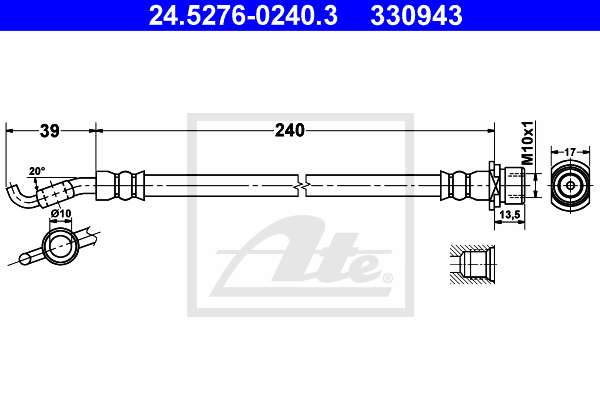 ATE 24.5276-0240.3 Flessibile del freno