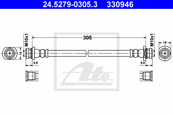 ATE 24.5279-0305.3 Flessibile del freno