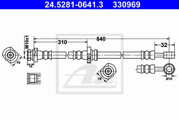 ATE 24.5281-0641.3 Flessibile del freno-Flessibile del freno-Ricambi Euro