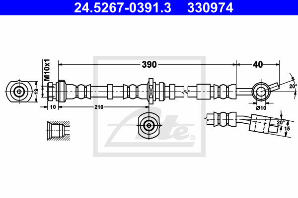 ATE 24.5267-0391.3 Flessibile del freno-Flessibile del freno-Ricambi Euro