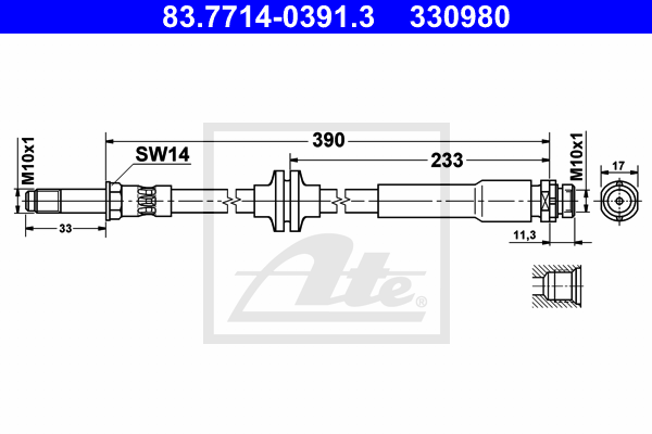 ATE 83.7714-0391.3 Flessibile del freno