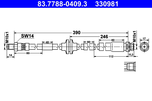 ATE 83.7788-0409.3 Bremsschlauch