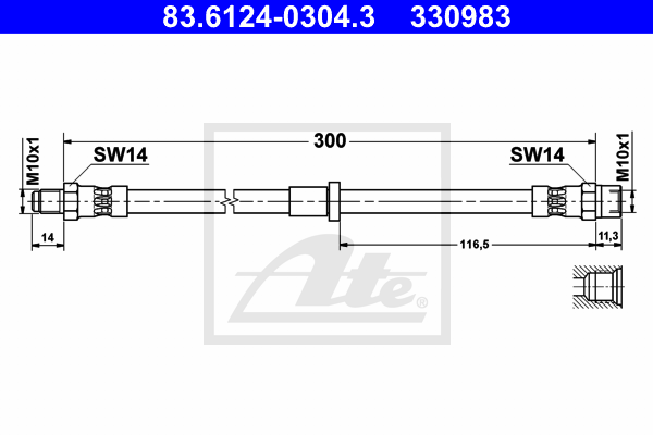 ATE 83.6124-0304.3 Flessibile del freno-Flessibile del freno-Ricambi Euro