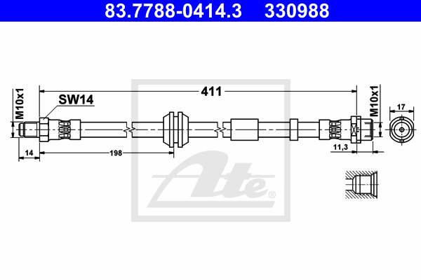 ATE 83.7788-0414.3 Flessibile del freno