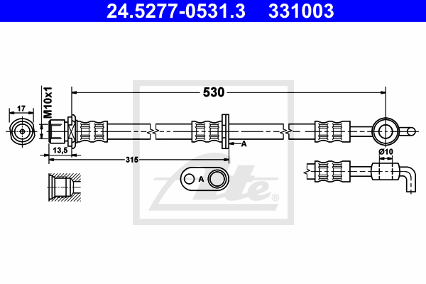 ATE 24.5277-0531.3 Flessibile del freno-Flessibile del freno-Ricambi Euro