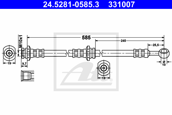 ATE 24.5281-0585.3 Flessibile del freno-Flessibile del freno-Ricambi Euro