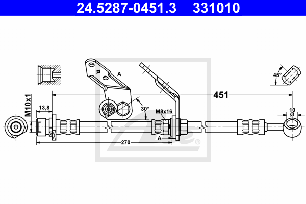 ATE 24.5287-0451.3 Flessibile del freno-Flessibile del freno-Ricambi Euro