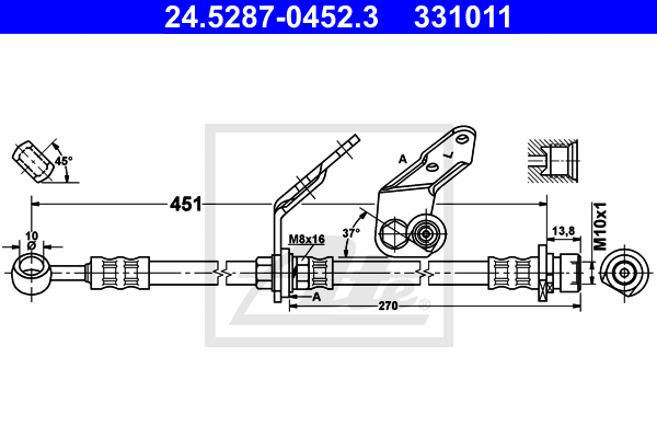 ATE 24.5287-0452.3 Flessibile del freno-Flessibile del freno-Ricambi Euro