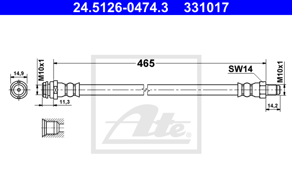 ATE 24.5126-0474.3 Flessibile del freno-Flessibile del freno-Ricambi Euro