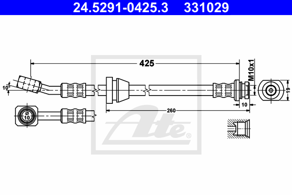 ATE 24.5291-0425.3 Flessibile del freno-Flessibile del freno-Ricambi Euro