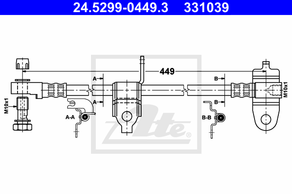 ATE 24.5299-0449.3 Flessibile del freno-Flessibile del freno-Ricambi Euro