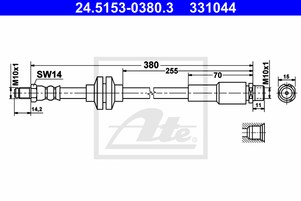 ATE 24.5153-0380.3 Flessibile del freno-Flessibile del freno-Ricambi Euro