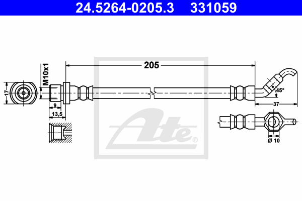 ATE 24.5264-0205.3 Flessibile del freno-Flessibile del freno-Ricambi Euro