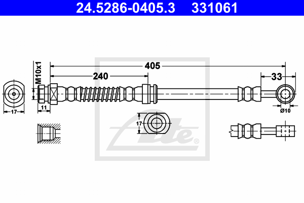 ATE 24.5286-0405.3 Flessibile del freno-Flessibile del freno-Ricambi Euro