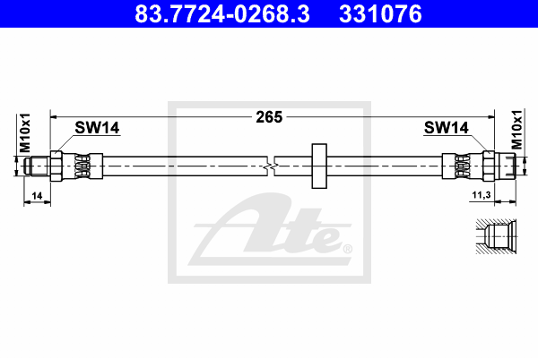 ATE 83.7724-0268.3 Flessibile del freno-Flessibile del freno-Ricambi Euro