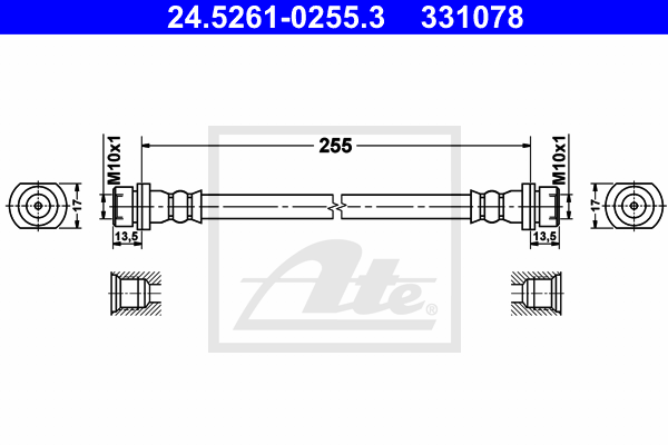 ATE 24.5261-0255.3 Flessibile del freno-Flessibile del freno-Ricambi Euro