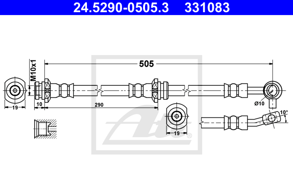 ATE 24.5290-0505.3 Flessibile del freno