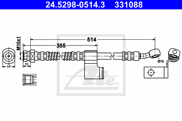 ATE 24.5298-0514.3 Flessibile del freno-Flessibile del freno-Ricambi Euro
