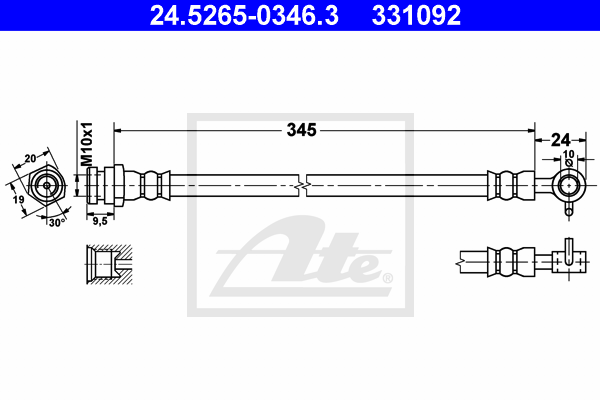 ATE 24.5265-0346.3 Flessibile del freno-Flessibile del freno-Ricambi Euro