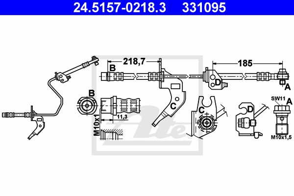 ATE 24.5157-0218.3 Flessibile del freno