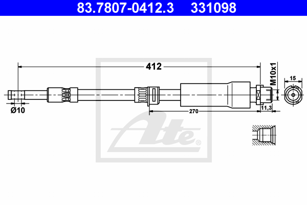 ATE 83.7807-0412.3 Flessibile del freno