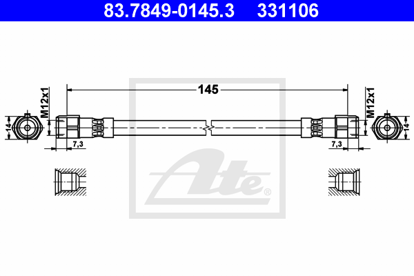 ATE 83.7849-0145.3 Flessibile del freno-Flessibile del freno-Ricambi Euro