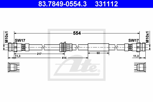 ATE 83.7849-0554.3 Flessibile del freno-Flessibile del freno-Ricambi Euro