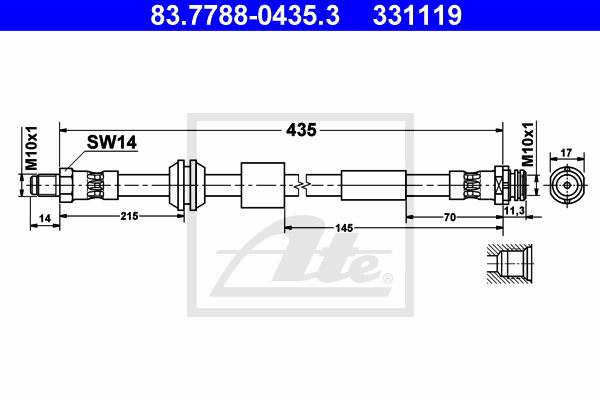 ATE 83.7788-0435.3 Flessibile del freno-Flessibile del freno-Ricambi Euro