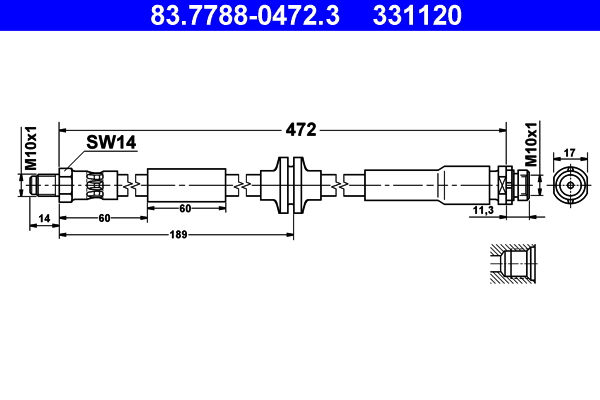 ATE 83.7788-0472.3 Bremsschlauch