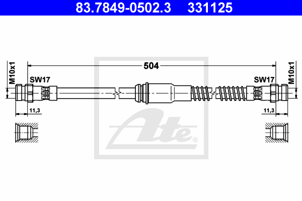 ATE 83.7849-0502.3 Flessibile del freno-Flessibile del freno-Ricambi Euro