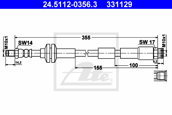 ATE 24.5112-0356.3 Flessibile del freno