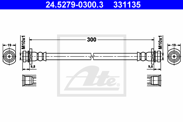 ATE 24.5279-0300.3 Flessibile del freno-Flessibile del freno-Ricambi Euro