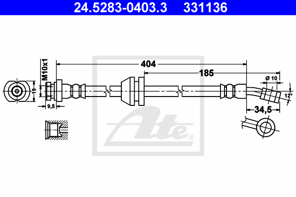 ATE 24.5283-0403.3 Flessibile del freno-Flessibile del freno-Ricambi Euro