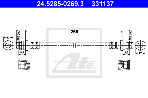 ATE 24.5285-0269.3 Flessibile del freno-Flessibile del freno-Ricambi Euro