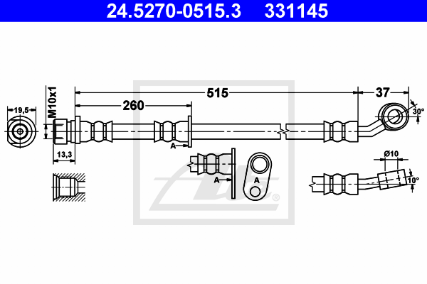 ATE 24.5270-0515.3 Flessibile del freno-Flessibile del freno-Ricambi Euro