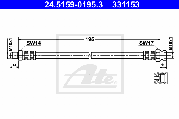 ATE 24.5159-0195.3 Flessibile del freno