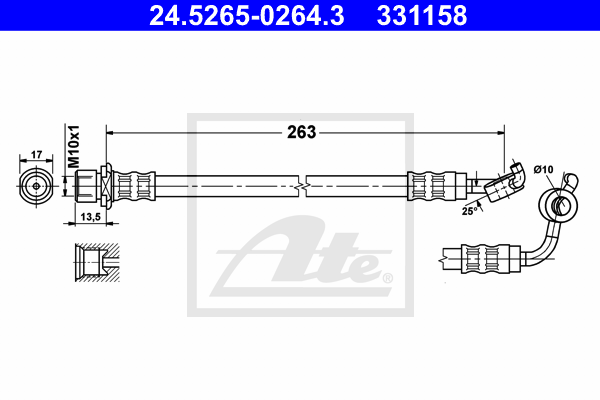 ATE 24.5265-0264.3 Flessibile del freno-Flessibile del freno-Ricambi Euro