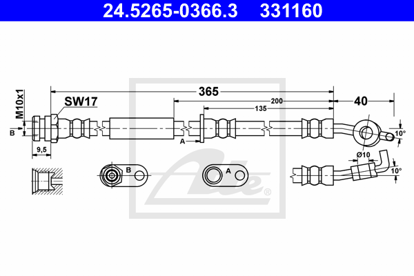 ATE 24.5265-0366.3 Flessibile del freno