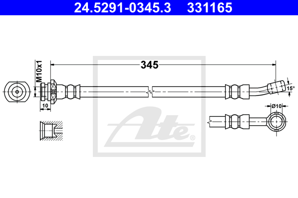 ATE 24.5291-0345.3 Flessibile del freno-Flessibile del freno-Ricambi Euro