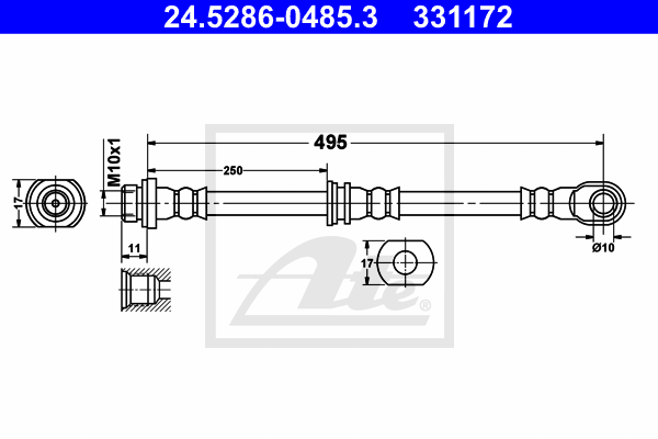 ATE 24.5286-0485.3 Flessibile del freno-Flessibile del freno-Ricambi Euro