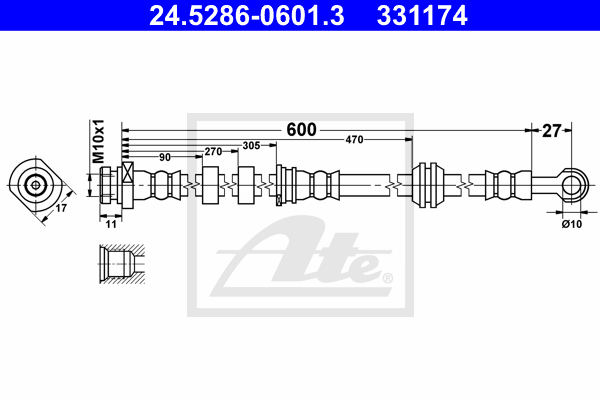 ATE 24.5286-0601.3 Flessibile del freno-Flessibile del freno-Ricambi Euro