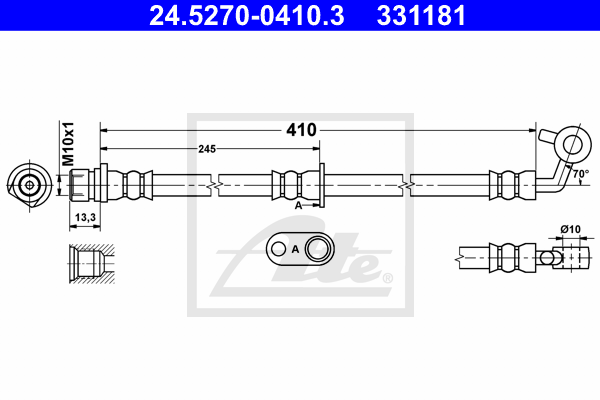 ATE 24.5270-0410.3 Flessibile del freno-Flessibile del freno-Ricambi Euro