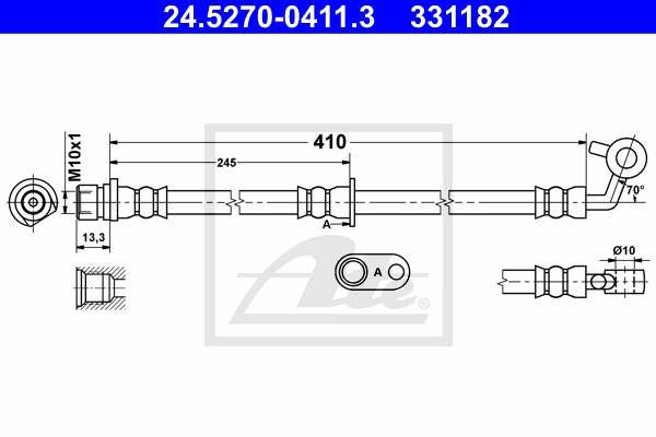 ATE 24.5270-0411.3 Flessibile del freno-Flessibile del freno-Ricambi Euro